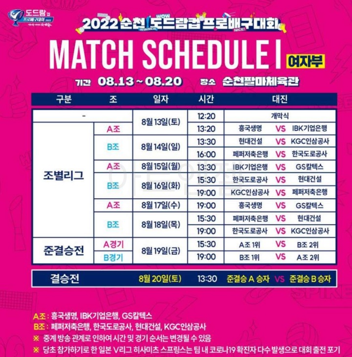 코보컵 여자배구 일정
