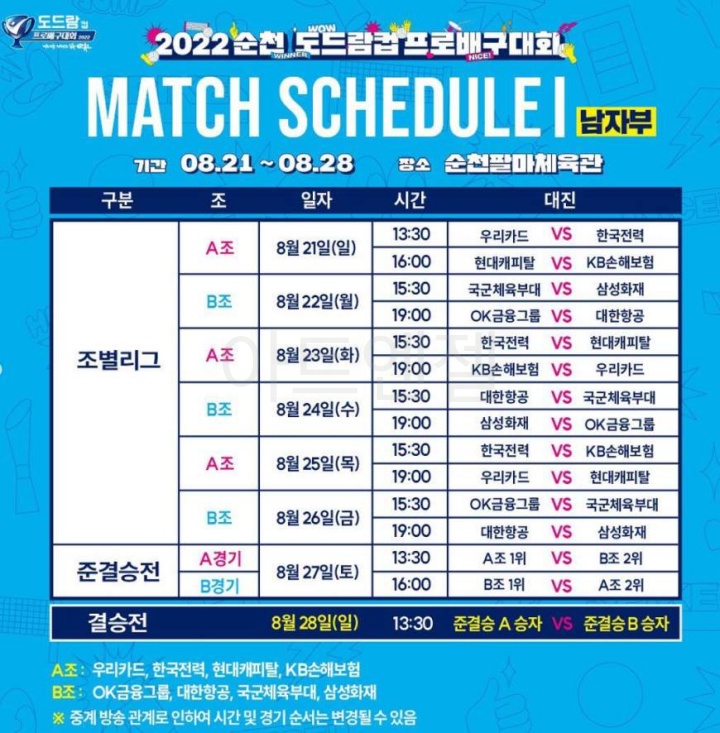 코보컵 남자배구 일정